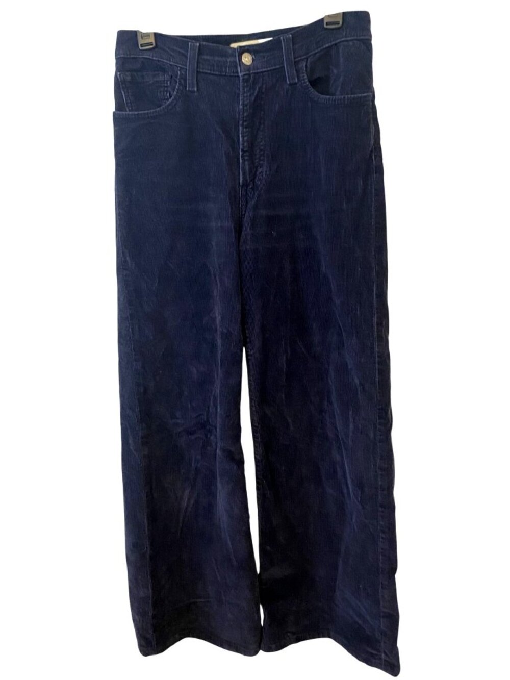 Levi's Premium Womens 28 Ribcage Wide Leg Navy Blue Corduroy Pants High Rise